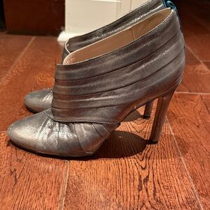 Elegant Silver High Heel Ankle Boots